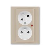 5593H-C02357 18 Double socket outlet with earthing pins, shuttered, with turned upper cavity, with surge protection ; 5593H-C02357 18