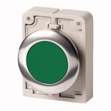 Pushbutton, RMQ-Titan, Flat, maintained, green, Blank, Metal bezel