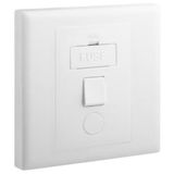 Eloe - 1 gang Fuse Connect Unit switched + cord outlet - White