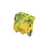 MODULAR TERMINAL BLOCKS, GROUND, SCREW CLAMP TERMINAL BLOCK, GREEN & YELLOW, PRODUCT SPACING .63 IN [16 MM], 2 POSITION, DIN RAIL