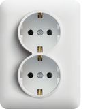 Schuko double socket-white