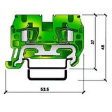 Spring clamp terminal HTE.2 green/yellow, 2.5 mmý