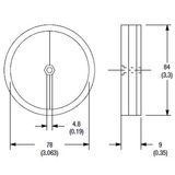 Reflector, Round, 76mm Diameter, with Mounting Hole, Plastic Back