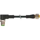 M12 male 90° / M12 female 0° A-cod. PVC 3x0.34 bk UL/CSA 0.3m