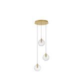 Brass Gold Metal Clear Structured Glass LED G9 3x5 Watt 230 Volt IP20 Bulb Excluded D: 25 H: 180 cm Adjustable Height