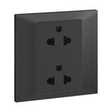 Belanko S - 1 gang 2X2P Euro/US socket outlet with earth - Anthracyte