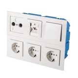 Hollow wall device socket solid, 6-way