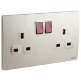 281115CH Mallia Senses 2 gang BS switched socket outlet single pole - with LED - 13A