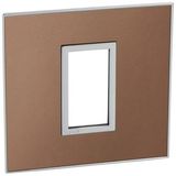 French and German standard plate square version 1 module - brushed metal pink champagne