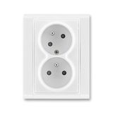 5513F-C02357 03 Double socket outlet with earthing pins, shuttered, with turned upper cavity ; 5513F-C02357 03