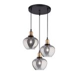 Smoky Glass   Bronze & Black Metal   LED E27 3x12 Watt 230 Volt  IP20 Bulb Excluded  D: 35 H: 130 cm Adjustable height