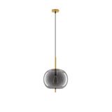 Brass Gold Metal & Smoky Glass  Black Fabric Wire   LED E27 1x12 Watt 230 Volt  IP20 Bulb Excluded  D: 30 H: 120 cm Adjustable height