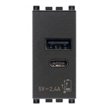 A+C-USB supply unit 12W2,4A5V 1M grey
