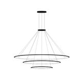 Pendant Circular Downward 3 Rings (ø2000 ø1200 ø600) LED 223.5W 9182lm 3000K Black