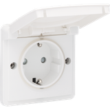 Splashproof socket outlet 16 A/250 Vac with side earthing, shutters an