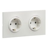 Double 2P+E schuko socket with eclips screw terminal 2 posts Urbano white finish