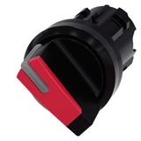 Selector switch, illuminable, 22 mm, round, plastic, red, selector switch, short, 2 switch positions O-I, latching, actuating angle 90°, 10:30h/13:30h Z=50-unit packaging