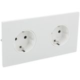 Art d'Arnould univers Epure double standard schuko horizontal power outlet 2P+E 16A 250V - Satin white