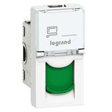 RJ45 socket Mosaic category 6A UTP 1 module white + green shutter