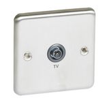 Synergy Authentic Screened TV Socket Single Male Brushed Stainless Steel