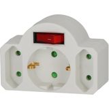 Adapter with ON/OFF switch and 2 + 1 sockets
