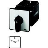 Reversing switches, T5B, 63 A, rear mounting, 2 contact unit(s), Contacts: 4, 45 °, maintained, With 0 (Off) position, 1-0-2, Design number 8400