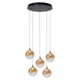 Lucide GISELA - Hanglamp - Ø 48 cm - LED Dimb. - 5x3,8W 2700K - Amber