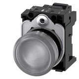 Indicator lights, 22 mm, round, metal, shiny, clear, lens, smooth, with holder, LED module  3SU1152-6AA70-3AA0-Z Y12