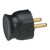 Extra-flat male plug without earth - 16A - side outlet - blister pack - black