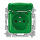 5519B-A02387 Z Outlet single w.pin w.lid shuttered ; 5519B-A02387 Z Green