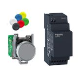 Harmony XB4, Wireless push button and non-configurable receiver with 1 black cap not attached, metal, Ø22, 24 V DC