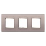 LUX INTERNATIONAL PLATE - IN GLASS - 2+2+2 MODULES HORIZONTAL - PERLY GRAY - INNER FRAME MATT LIGHT BRONZE - CHORUSMART