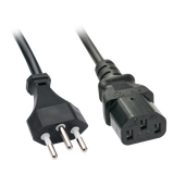 2m CH to C13 Mains Cable Swiss Mains Plug to IEC C13 Connector