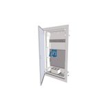 Hollow wall compact distribution board, multimedia, 3-rows, super-slim sheet steel door