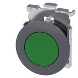 Pushbutton, 30 mm, round, Metal, matte, green, Front ring for flush installation, momentary contact  3SU1060-0JB40-0AA0-Z Y10