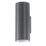 Dark Gray Aluminium Glass Diffuser LED GU10 2x7 Watt 220-240 Volt IP54 Bulb Excluded Light Up & Down D: 6.5 W: 10.4 H: 18 cm