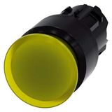 Illuminated mushroom pushbutton, 22 mm, round, plastic, yellow, 30 mm, latching, 3SU1001-1AA30-0AA0-Z Y12