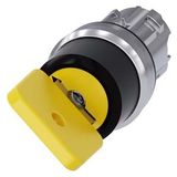 3SU1050-4JC01-0AA0-Z X90 Key-operated switch O.M.R, 22 mm, round, metal, shiny, lock number 73033, yellow, with 2 keys, 2 switch positions O