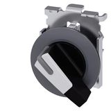 Selector switch, illuminable, 30 mm, round, Metal, matte, white, selector switch, long, front ring for flush installation, 2 switch positions O-I,  3SU1062-2EF60-0AA0-Z Y15