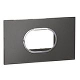 Arteor™ - British standard plate round version 3 modules - Brushed Metal - Black