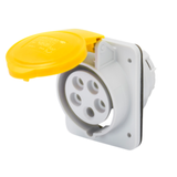 10° ANGLED FLUSH-MOUNTING SOCKET-OUTLET HP - IP44/IP54 - 3P+N+E 16A 100-130V 50/60HZ - YELLOW - 4H - SCREW WIRING
