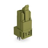 Socket for PCBs straight 2-pole light green