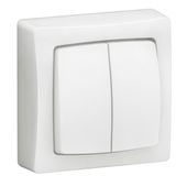 Double two-way switch 10A Surface-mounted switchgear complete with automatic terminals - white