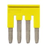 Cross bar for terminal blocks 6.0 mm² screw models, 4 poles, Yellow co