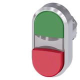 Twin pushbutton, 22 mm, round, metal, shiny, green, red, pushbuttons,...3SU1050-3BB42-0AA0-Z X90