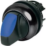 Illuminated selector switch actuator, RMQ-Titan, With thumb-grip, maintained, 2 positions, Blue, Bezel: black