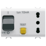 INTERLOCKED SWITCHED SOCKET-OUTLET - 2P+E 16A P17/P11 - WITH RESIDUAL CURRENT CIRCUIT BREAKER 1P+N 16A - 230Vac - 3 MODULES - GLOSSY WHITE -CHORUSMART