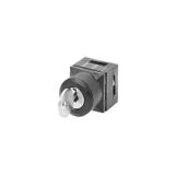 26X26MM SQUARE PLASTIC ACTUATOR: RONIS LOCK WITH 2 KEYS MOMENTARY CONTACT 2 SWITCH POSITIONS O-I LOCK  3SB3110-4BD01