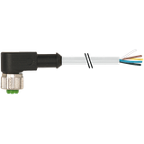 M12 female 90° A-cod. with cable PUR 5x0.34 gy UL/CSA+drag ch. 0.3m