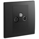 Mallia Senses - 1 gang TV-R-SAT socket outlet - Brushed Black